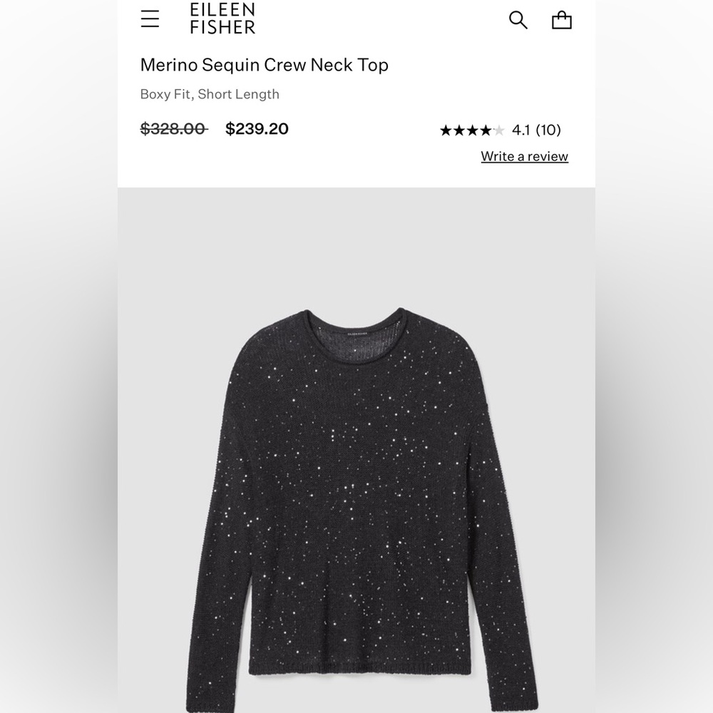 Eileen Fisher Merino Sequin Crew Neck Top size 3X, NWTs - Picture 2 of 14